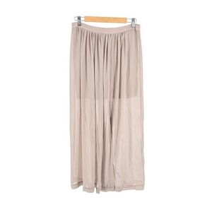 Taupe Sheer Maxi Skirt Front Slit Lined Size 8 Fairy y2k Flowy Layers Indie